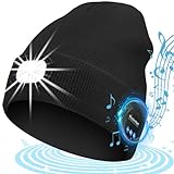 ZONSUSE Bluetooth Mütze mit Led Licht,Kabellose Musik Beanie,Beleuchtete Laufmütze,Eingebauter...