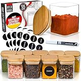 Deco haus® Gewürzgläser eckig luftdicht mit Holzdeckel 10er Set [+Etiketten] - Gewürzdosen Set...