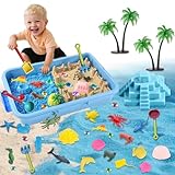 Spielsand Set für Kinder – Magic Sand Spielzeug mit 12 Meerestieren, 10 Formen, 6 Werkzeugen &...