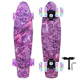 Nattork Skateboards 22 Inch Mini Cruiser Purple Skateboard Complete Retro Skate Boards with Colorful...