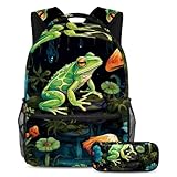 Magic Forest Frog 80 Schulranzen Set - Rucksack mit Federmäppchen Combo, ideal für Schüler,...