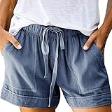 LAEMILIA Damen-Sommershorts mit Kordelzug, elastischer Bund, Leopardenmuster, hohe Taille,...