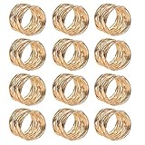 FOROREH 12pcs Serviettenringe Gold Metallmaschen Serviettenringe Set 4.2 * 3.6cm Serviettenhalter...