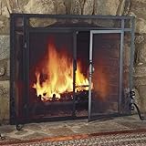 Kaminschutzgitter groß - 2 Drehtüren für Holzkamin - Feuerschutzgitter aus Metall und Sichtschutz...