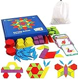 Tangram Kinder Geometrische Formen HolzPuzzles - Montessori Spielzeug Puzzle mit 155 geometrischen...