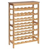 SONGMICS Weinregal, für bis zu 42 Flaschen, Flaschenregal 7 Ebenen, Flaschenhalter, aus Bambus,...