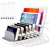 PRITEK USB Ladestation 60W/12A 7 Anschlüsse Desktop Ladestation für Mehrere Geräte mit 6 Ai USB...