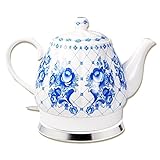 Design Porzellan Wasserkocher Gzhel 1,7L. elektrische Teekanne Keramik