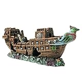 SLOCME Aquarium Piratenschiff Dekorationen Aquarium Ornamente - Resin Material Schiffbruch...