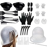 Haar Färben Set,Silikon Haarfärbe Kappen,25 Teile DIY Beauty Salon Tool Kit,Strähnchenhaube Mit...