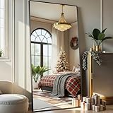 Aplancee Standspiegel 170x75cm, Schwarz groß Ganzkörperspiegel Wandspiegel mit Aluminiumrahmen zum...