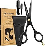ASIPRO Bartschere Männer 5'/12.7cm Komplettes Bartpflege Set Inkl. Bartkamm, Schnurrbartkamm und...