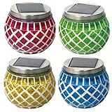 Solarlaternen for den Garten, 4 Stück, wasserdichte Mosaik-Solar-Gartenleuchten, dekorative...