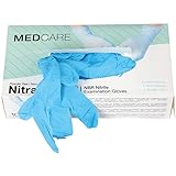 Einmalhandschuhe 100 Stück Box (Größe: M) Allergiefrei aus Nitril in Blau Medizinisch Puderfrei