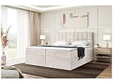 MEBLINI Boxspringbett mit Bettkasten - Gepolstert Doppelbett mit Matratze und Topper - Polsterbett...