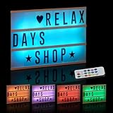 Relaxdays, Leuchtkasten, weiß Lightbox mit Farbwechsel, 85 Buchstaben & Symbole, 3 Zeilen, Lichtbox...