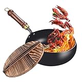 Pfanne – Bratpfanne aus Eisen mit Deckel, Antihaft-Bratpfanne aus Eisen, hitzebeständig,...