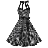 Rockabilly Kleider Damen 50s Vintage 50er Jahre Retro Petticoat Kleid Neckholder Polka Dot Sommer...