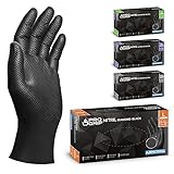 PROGRIP Einweghandschuhe Diamant Grip, Schwarz, Einmalhandschuhe Extra Stark, Nitrilhandschuhe Gr....