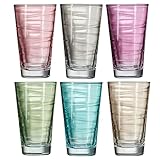 Leonardo Vario Trink-Gläser 6er Set, buntes Gläser-Set mit Muster, spülmaschinengeeignete...