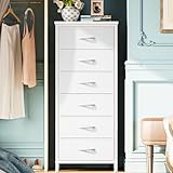 Huuger 100 cm hoher Kleiderschrank für Schlafzimmer, Kommode mit 6 Schubladen, Kommode aus Stoff...