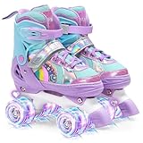 OLYSPM Rollschuhe Kinder Rollschuhe Verstellbar Rollschuhe Damen,LED Rollschuhe und 4 Größen...