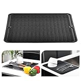 KitchenRaku Abtropfmatte Geschirr 40x30cm, Hitzebeständige, rutschfeste Abtropfmatte aus Silikon...