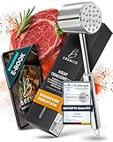 Brendo Premium Fleischklopfer aus Massiven Edelstahl I Doppelseitig mit Flacher & zackiger...