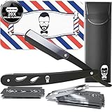 Rasiermesser Barber set 20 Halbe Klingen Etui Leder Reise SAKKAL |Rasierer Friseur Herren Handbart...