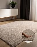 benuta Basic Hochflorteppich Teppich Wohnzimmer Sohari - Beige 80x150 cm - Minimalistischer Look -...