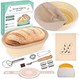 Brotgärkorb -Set- aus Silikon (23cm rund & 25cm oval) – Sauerteig-Gärkorb (inkl. Teigschaber,...