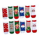 LOORGVEL 6 Paar Weihnachtsstrümpfe aus Gekämmter Baumwolle Mittellang Warme Cartoon Socken für 7...