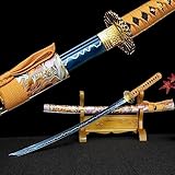 KingWey 102 cm handgefertigtes traditionelles Schmiede-Katana,Klinge aus Manganstahl,bemalte Scheide...