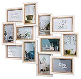 Kobolo Bilderrahmen-Collage Bilderrahmencollage Mehrfachbilderrahmen - BIG - Holz - weiß natur - 12...