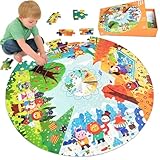 Kulveanju Kinder Puzzle ab 4 5 6 Jahre, 88 Teile Bodenpuzzle Vier Jahreszeiten Wald Tier, Große...