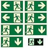 7 Stück Notausgangsschild Nachleuchtend, Reflektierende Folie aus Polyethylen, “Links”,...