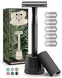 ANYMALE® Rasierhobel Herren - Set mit Ständer, Klingenschutz und 5 Rasierklingen - Rasierer Herren...