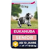 Eukanuba Hundefutter mit frischem Huhn für mittelgroße Rassen, Premium Trockenfutter für Senior...
