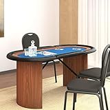 ShGaxin Pokertisch 10 Spieler Blau 160x80x75 cm, Poker Table, Spieltisch, Blackjack, Poker Tisch,...
