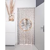 DEFACTO Flauschvorhang 100x230 cm Türvorhang Fliegenschutz Chenille 100% Made in Italy (GRAU/Weiss)