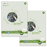 Staufen Green Collegeblock - DIN A4, 5 mm kariert, 2 Blöcke je 80 Blatt, 4-fach Lochung, 60 g/m²...