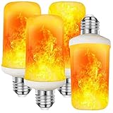 Luminea LED Flammen: 4er-Set LED-Lampen mit Flammeneffekt, 3 Beleuchtungs-Modi, E27, 2 W (Glühbirne...
