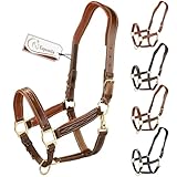 Esposita anatomisches Lederhalfter Deluxe Halfter aus Leder für Pferde Stallhalfter Pferdehalfter -...