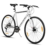 Hiland 700C Rennrad Herren und Damen, Aluminiumrahmen, 7 Gang Rennrad mit Doppelscheibenbremsen,...