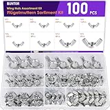 100 Stücke Flügelmutter, BUNTOR Kohlenstoffstahl Flügelmuttern Sortiment Kit,...