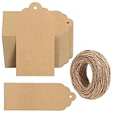 Belle Vous 1000er Pack Brauner Geschenk Anhänger Kraftpapier & Schnur - 5 x 10 cm - Rechteckige...