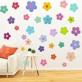 Teaaha 63 Stück Sticker Blumen, Buntes Wandtattoo Blumen Wandaufkleber Wandsticker Kinderzimmer...