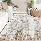 Famibay Teppich Wohnzimmer 160x230cm Waschbar Teppich Schlafzimmer Beige Braun Kurzflor Modern...
