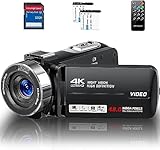 Videokamera 4K Camcorder HD 48MP IR-Nachtsicht Vlogging Kamera für YouTube, Webcam Kamera mit 18X...