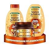 Garnier Wahre Schätze Haarpflege-Set mit Akazienhonig, Manuka und Lavendel, Honig-Schätze Shampoo...